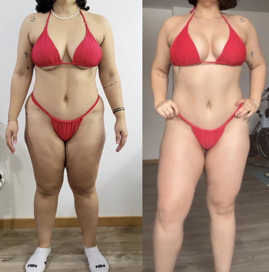 Antes e depois real de aluna da Consultoria Online HERO — resultado 1